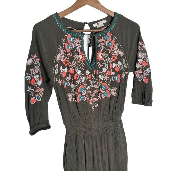 BODEN Natalie Floral Embroidered Green Cropped Jumpsuit Womens Sz.4 - Picture 4 of 12